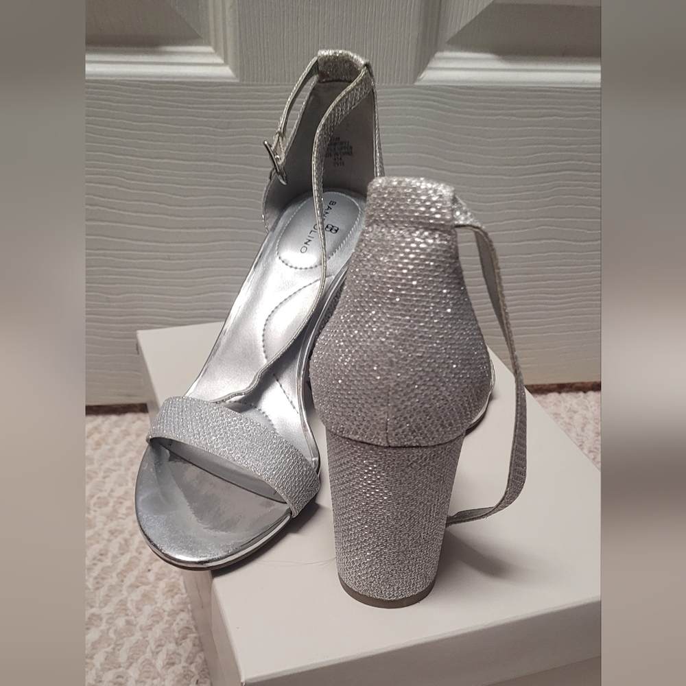 Bandolino Silver Heels with Rhinestone Embellishments